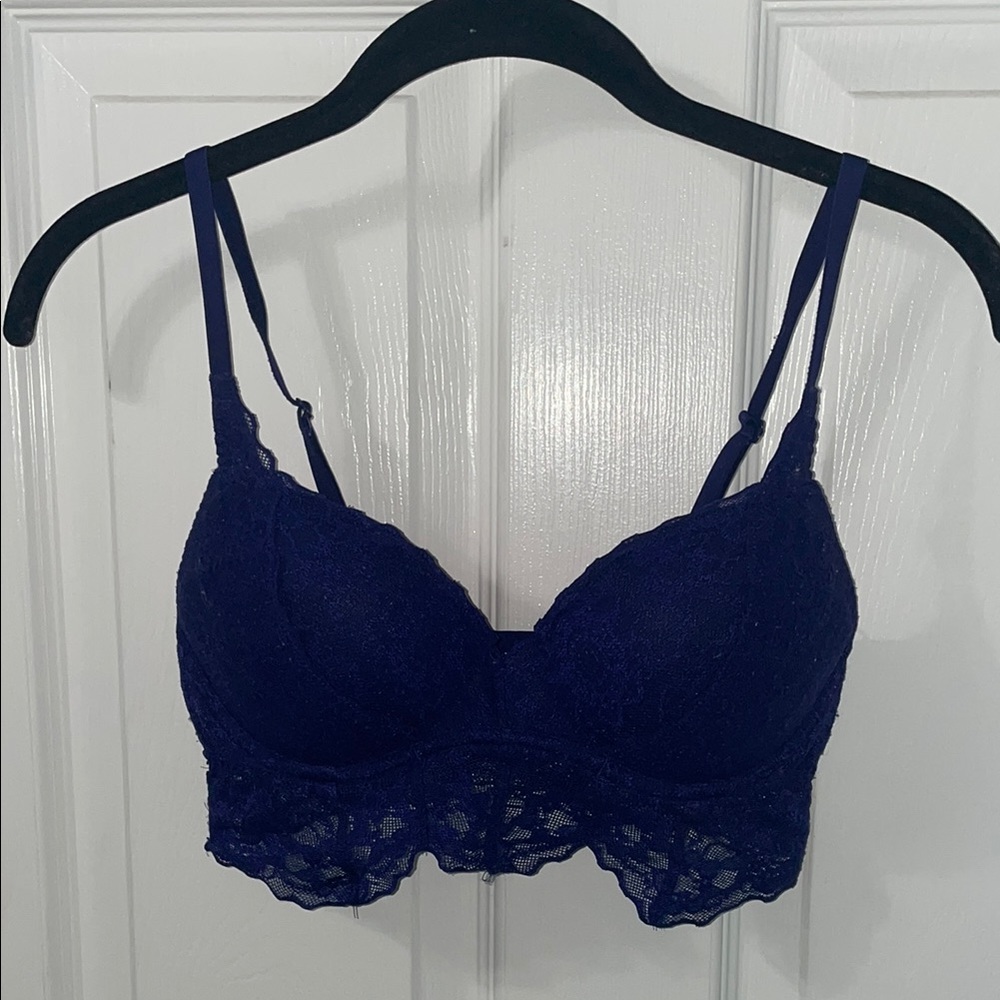 PINK Victoria's Secret Blue Lace Push-Up Bralette